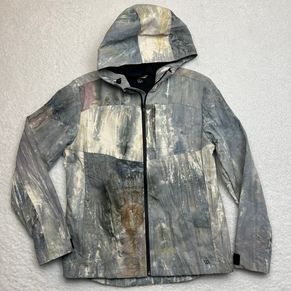 VRST Mens Small Full‎ Zip Tie Dye Hooded Nylon Waterproof Rain Jacket Watercolor